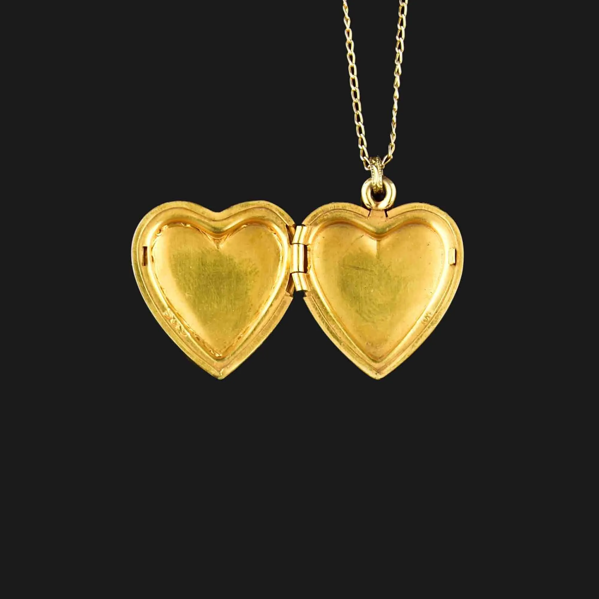 Vintage 10K Yellow and Rose Gold Heart Locket Necklace