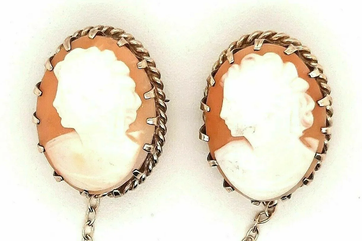 Vintage Double Shell Cameo Gold Plated Brooch Ornate Costume Jewellery