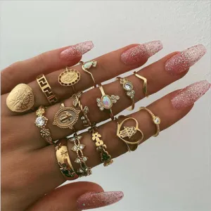 Vintage Gold Coin Knuckle Ring Set