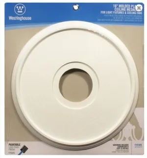 Westinghouse 7703500 Ceiling Medallion, 15-3/4 in Dia, Plastic, Textured White, For: Ceiling Fans :EA: QUANTITY: 1